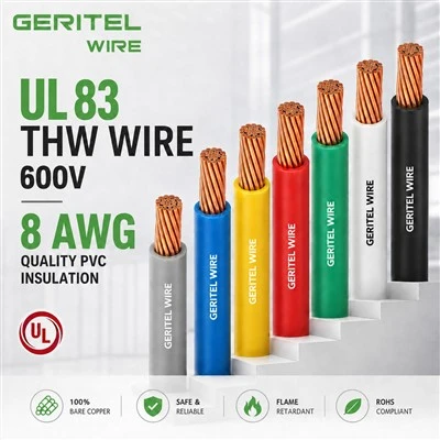 Кабель провода UL83 600V AWG THW товарного сорта 8 севший на мель медный для панелей и фидеров