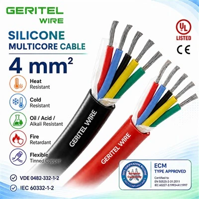 GERITEL WIRE 300/500V, 4 кв. мм, термостойкий кабель для силового кабеля для промышленных духовок SiHF-J